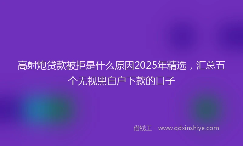 高射炮贷款被拒是什么原因2025年精选，汇总五个无视黑白户下款的口子