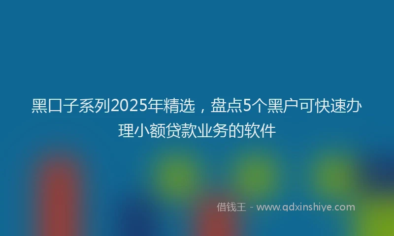 黑口子系列2025年精选，盘点5个黑户可快速办理小额贷款业务的软件