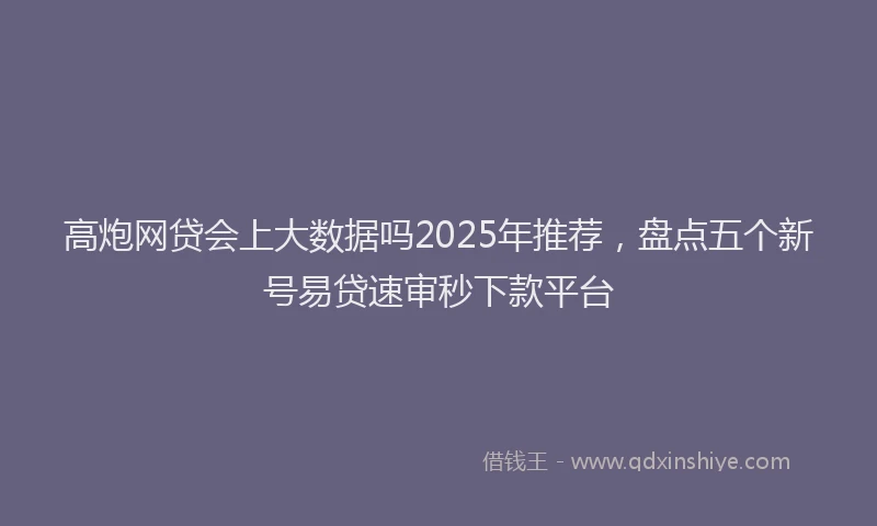 高炮网贷会上大数据吗2025年推荐，盘点五个新号易贷速审秒下款平台