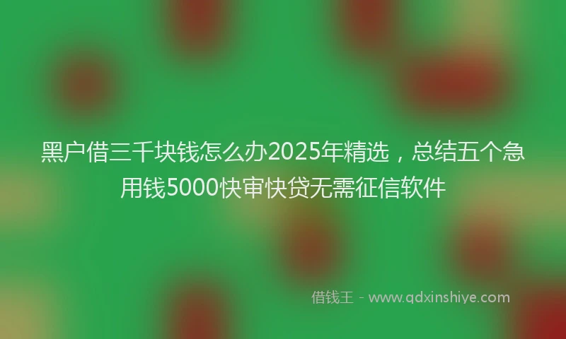 黑户借三千块钱怎么办2025年精选，总结五个急用钱5000快审快贷无需征信软件