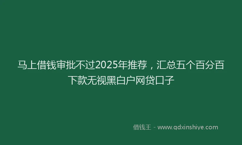 马上借钱审批不过2025年推荐，汇总五个百分百下款无视黑白户网贷口子