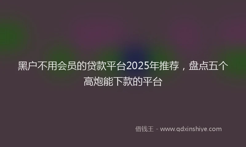 黑户不用会员的贷款平台2025年推荐，盘点五个高炮能下款的平台