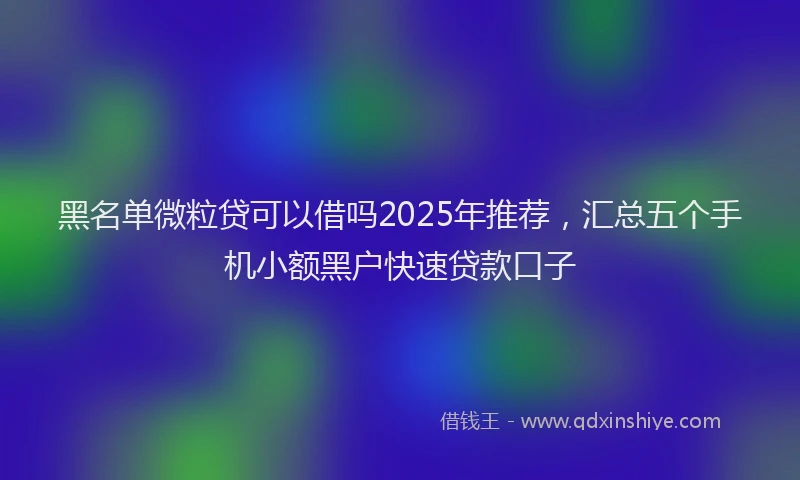 黑名单微粒贷可以借吗2025年推荐，汇总五个手机小额黑户快速贷款口子