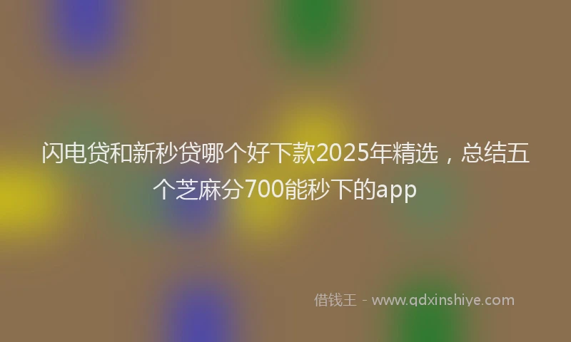 闪电贷和新秒贷哪个好下款2025年精选，总结五个芝麻分700能秒下的app