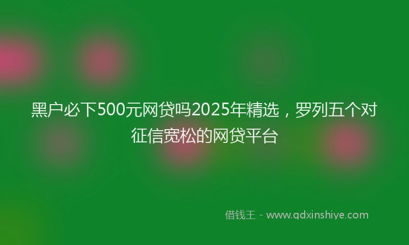 黑户必下500元网贷吗2025年精选，罗列五个对征信宽松的网贷平台