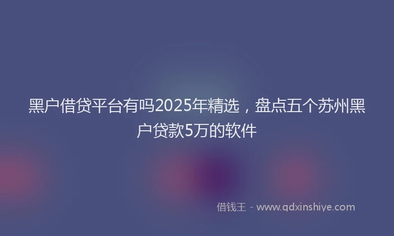 黑户借贷平台有吗2025年精选，盘点五个苏州黑户贷款5万的软件