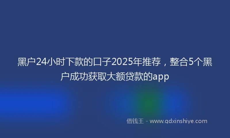 黑户24小时下款的口子2025年推荐，整合5个黑户成功获取大额贷款的app