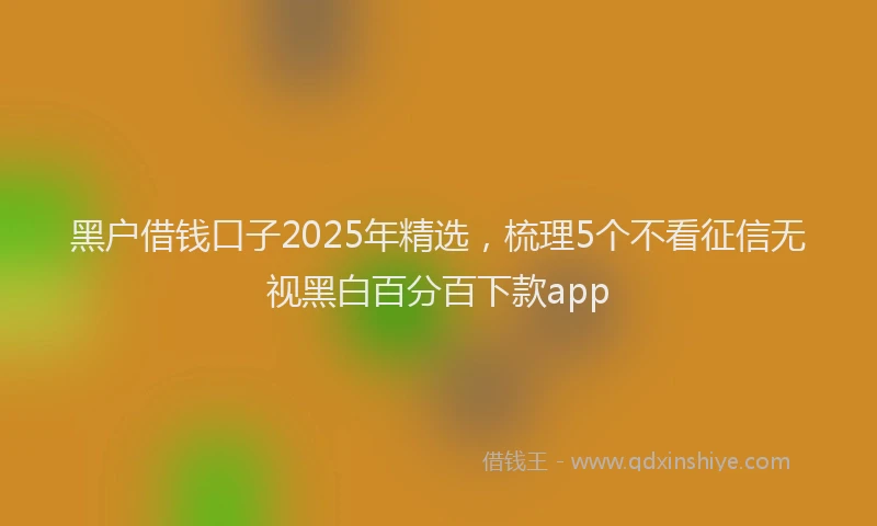 黑户借钱口子2025年精选，梳理5个不看征信无视黑白百分百下款app