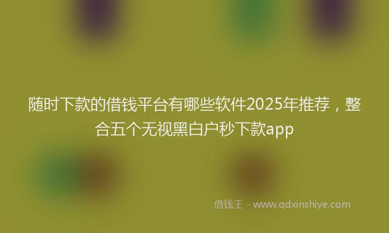 随时下款的借钱平台有哪些软件2025年推荐，整合五个无视黑白户秒下款app