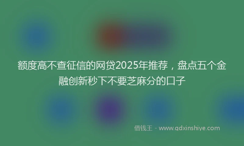 额度高不查征信的网贷2025年推荐，盘点五个金融创新秒下不要芝麻分的口子