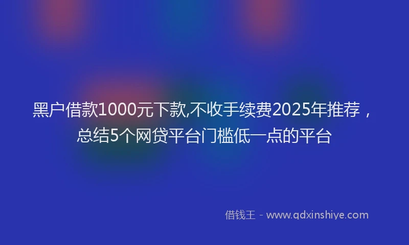 黑户借款1000元下款,不收手续费2025年推荐，总结5个网贷平台门槛低一点的平台