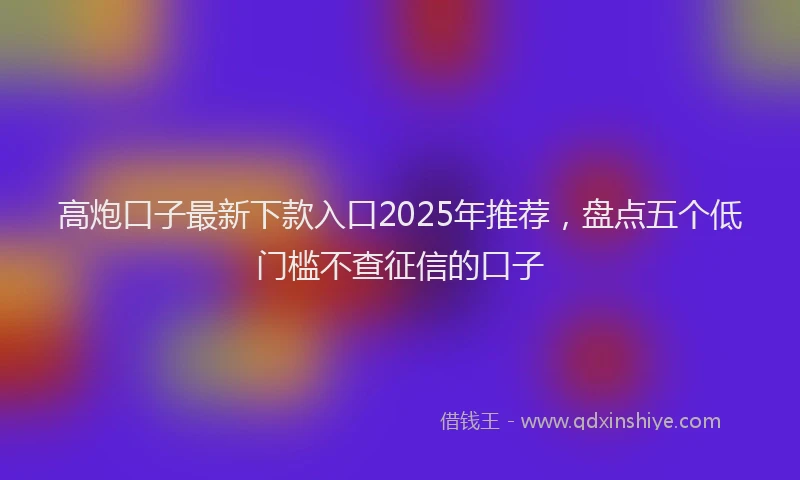 高炮口子最新下款入口2025年推荐，盘点五个低门槛不查征信的口子