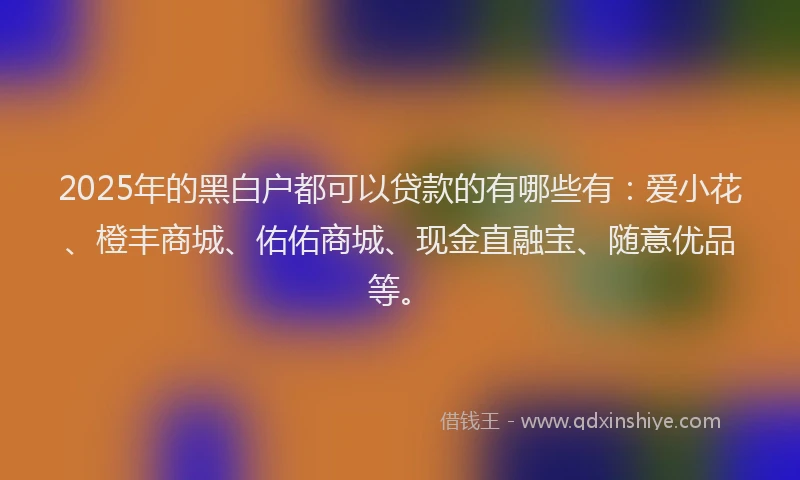 2025年的黑白户都可以贷款的有哪些有:爱小花、橙丰商城、佑佑商城、现金直融宝、随意优品等。