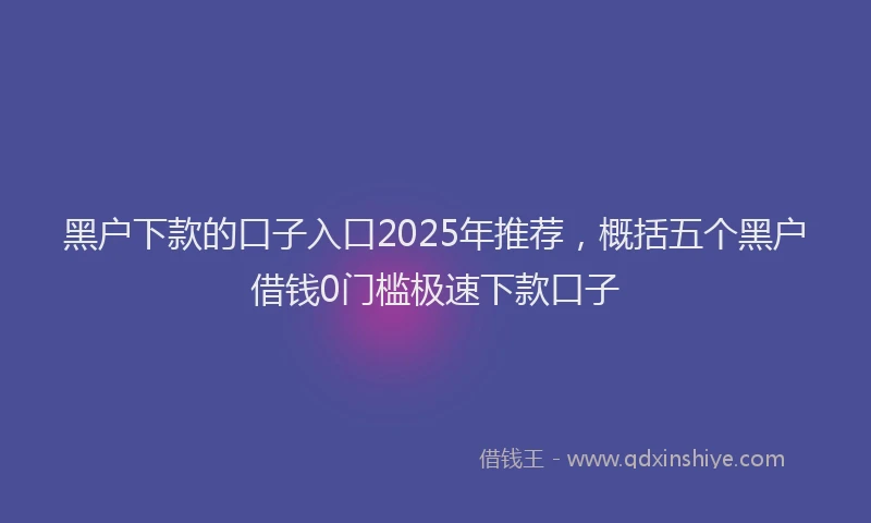 黑户下款的口子入口2025年推荐，概括五个黑户借钱0门槛极速下款口子