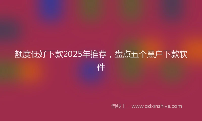 额度低好下款2025年推荐，盘点五个黑户下款软件
