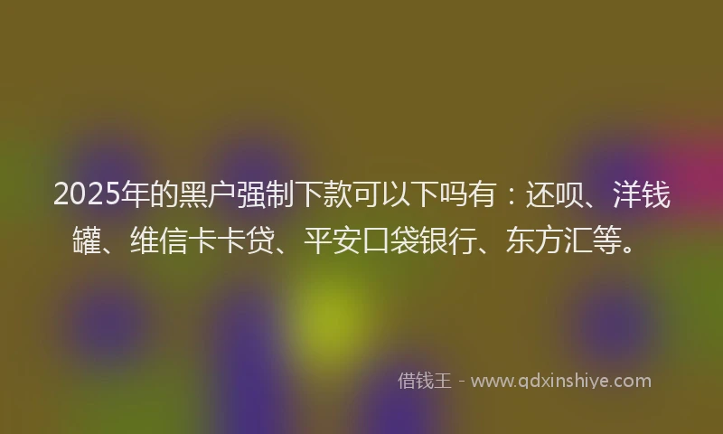 2025年的黑户强制下款可以下吗有：还呗、洋钱罐、维信卡卡贷、平安口袋银行、东方汇等。