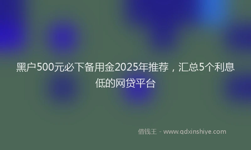 黑户500元必下备用金2025年推荐，汇总5个利息低的网贷平台
