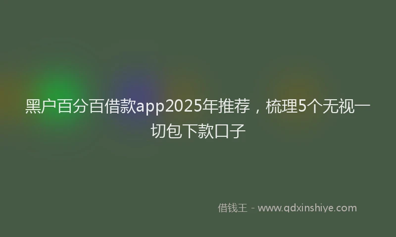 黑户百分百借款app2025年推荐，梳理5个无视一切包下款口子
