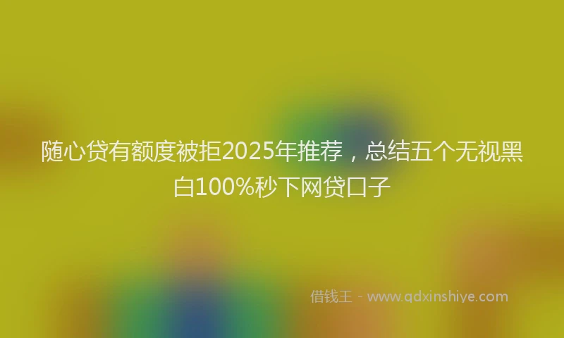 随心贷有额度被拒2025年推荐，总结五个无视黑白100%秒下网贷口子