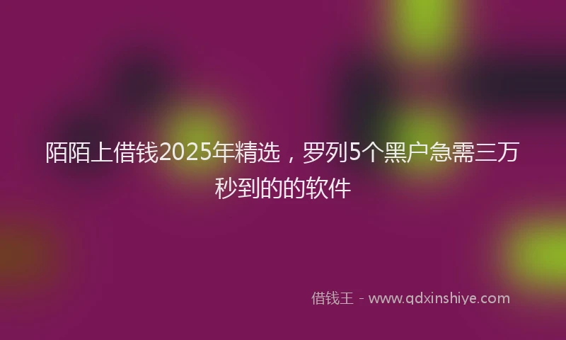 陌陌上借钱2025年精选，罗列5个黑户急需三万秒到的的软件