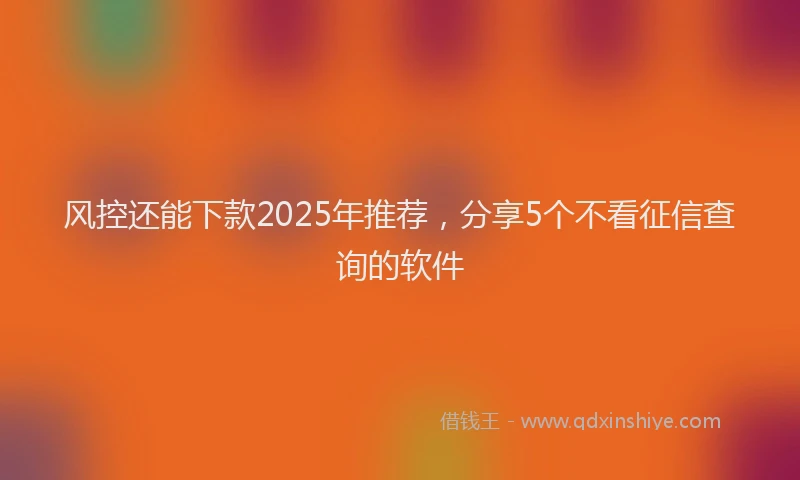 风控还能下款2025年推荐，分享5个不看征信查询的软件