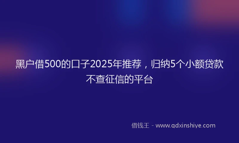 黑户借500的口子2025年推荐，归纳5个小额贷款不查征信的平台