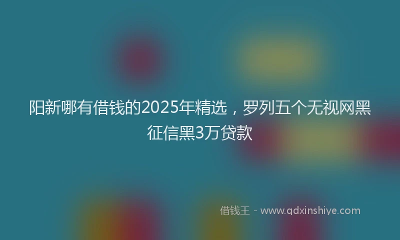 阳新哪有借钱的2025年精选，罗列五个无视网黑征信黑3万贷款