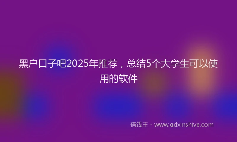 黑户口子吧2025年推荐，总结5个大学生可以使用的软件
