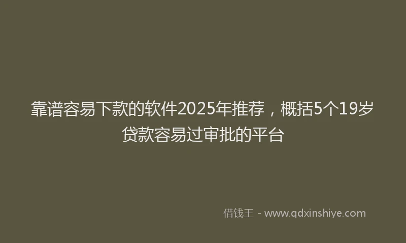 靠谱容易下款的软件2025年推荐，概括5个19岁贷款容易过审批的平台