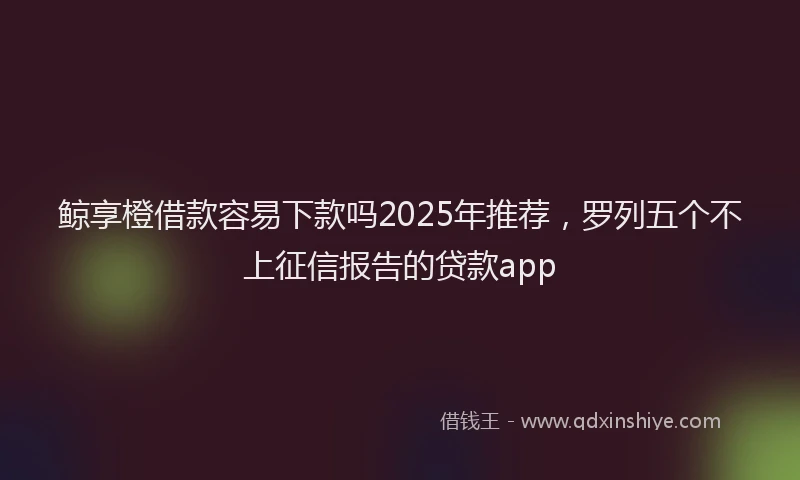 鲸享橙借款容易下款吗2025年推荐，罗列五个不上征信报告的贷款app