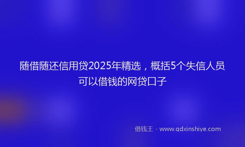 随借随还信用贷2025年精选，概括5个失信人员可以借钱的网贷口子