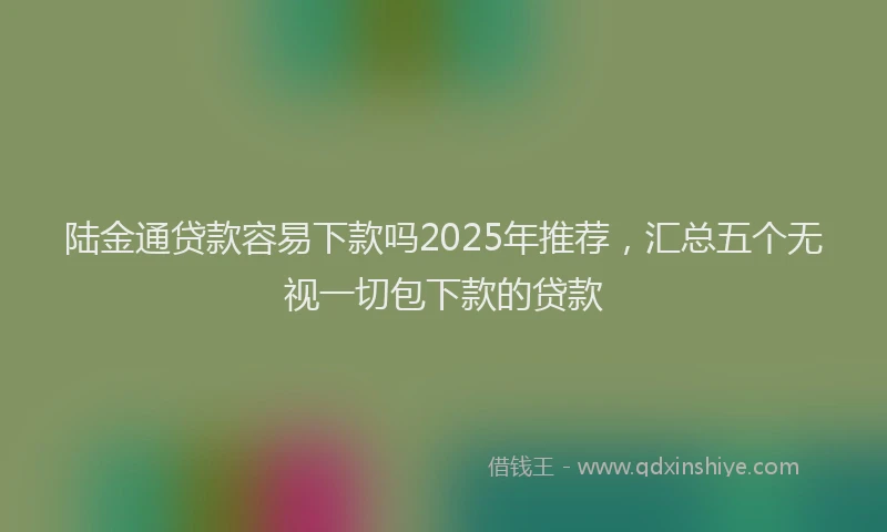 陆金通贷款容易下款吗2025年推荐，汇总五个无视一切包下款的贷款