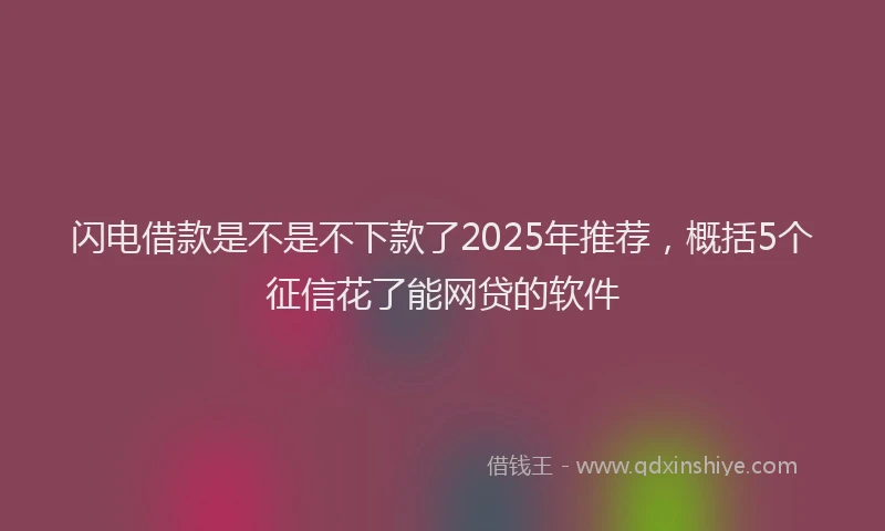 闪电借款是不是不下款了2025年推荐，概括5个征信花了能网贷的软件