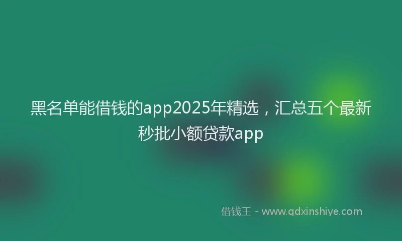 黑名单能借钱的app2025年精选，汇总五个最新秒批小额贷款app