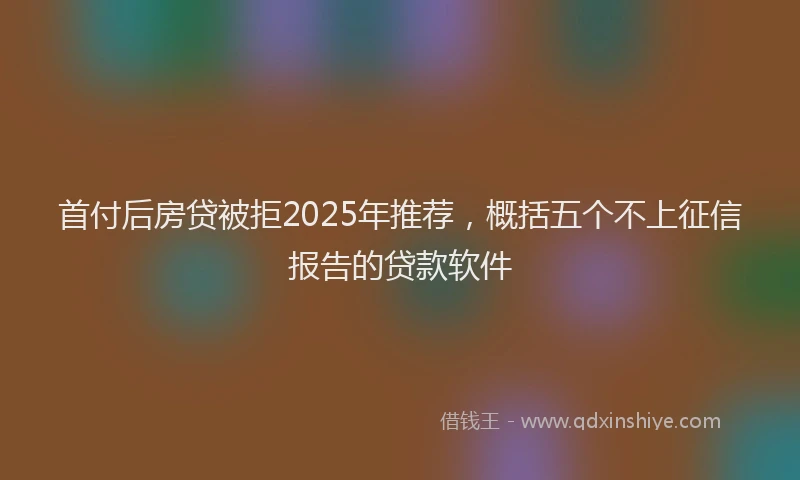 首付后房贷被拒2025年推荐，概括五个不上征信报告的贷款软件