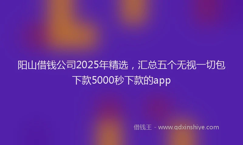 阳山借钱公司2025年精选，汇总五个无视一切包下款5000秒下款的app