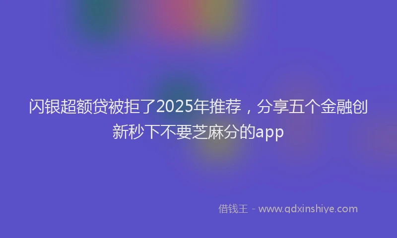 闪银超额贷被拒了2025年推荐，分享五个金融创新秒下不要芝麻分的app