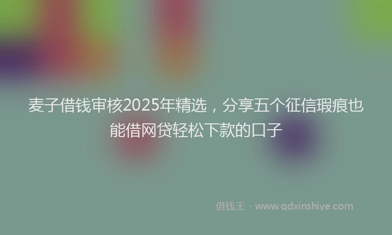 麦子借钱审核2025年精选，分享五个征信瑕疵也能借网贷轻松下款的口子