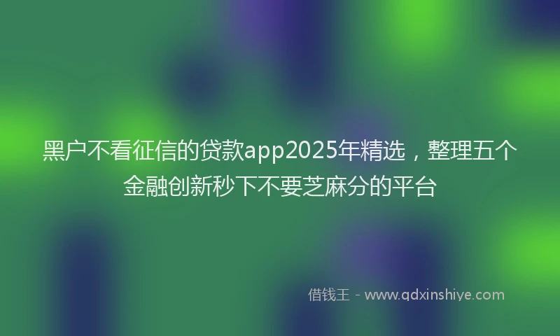 黑户不看征信的贷款app2025年精选，整理五个金融创新秒下不要芝麻分的平台