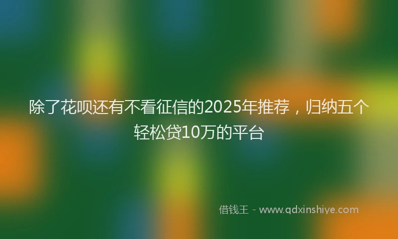 除了花呗还有不看征信的2025年推荐，归纳五个轻松贷10万的平台