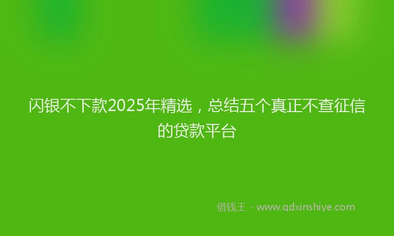闪银不下款2025年精选，总结五个真正不查征信的贷款平台