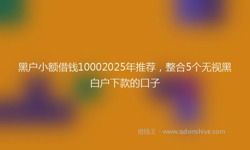 黑户小额借钱10002025年推荐，整合5个无视黑白户下款的口子