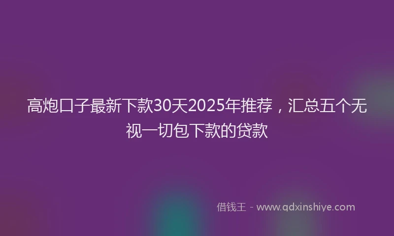 高炮口子最新下款30天2025年推荐，汇总五个无视一切包下款的贷款
