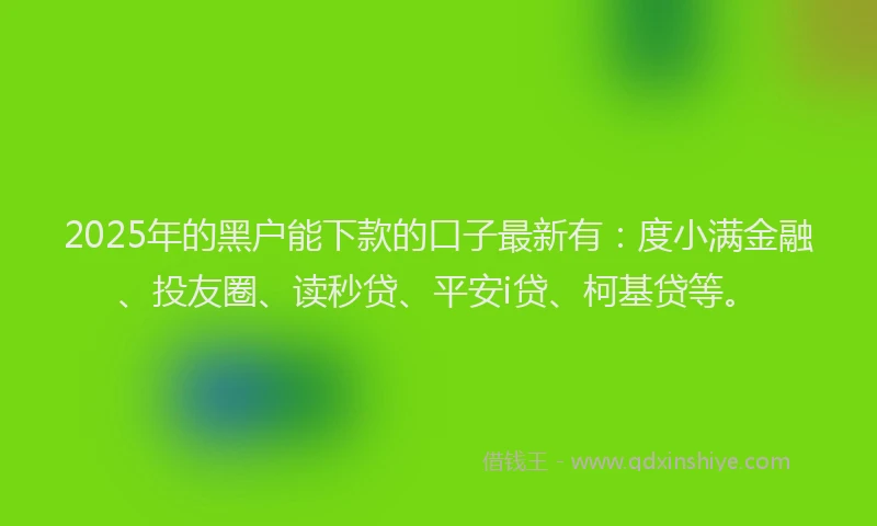 2025年的黑户能下款的口子最新有：度小满金融、投友圈、读秒贷、平安i贷、柯基贷等。