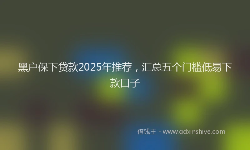 黑户保下贷款2025年推荐，汇总五个门槛低易下款口子