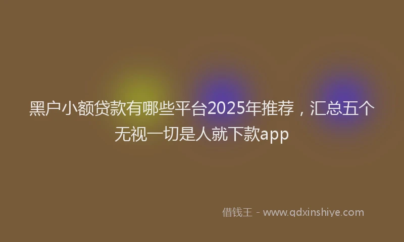黑户小额贷款有哪些平台2025年推荐，汇总五个无视一切是人就下款app