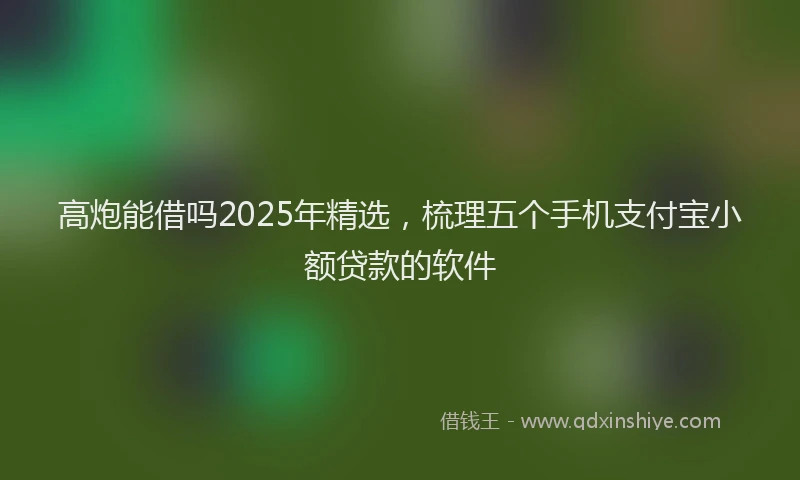 高炮能借吗2025年精选，梳理五个手机支付宝小额贷款的软件