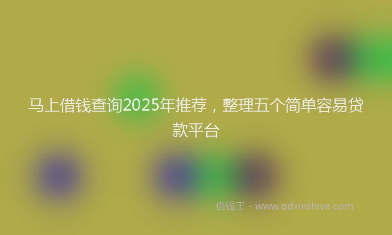 马上借钱查询2025年推荐，整理五个简单容易贷款平台