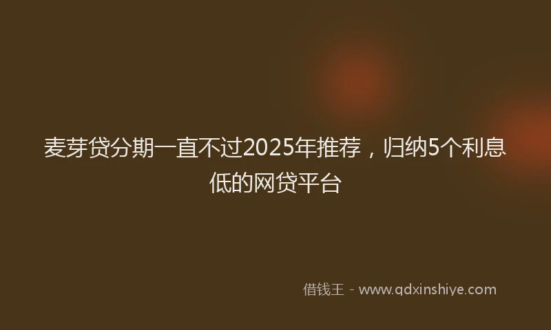 麦芽贷分期一直不过2025年推荐，归纳5个利息低的网贷平台