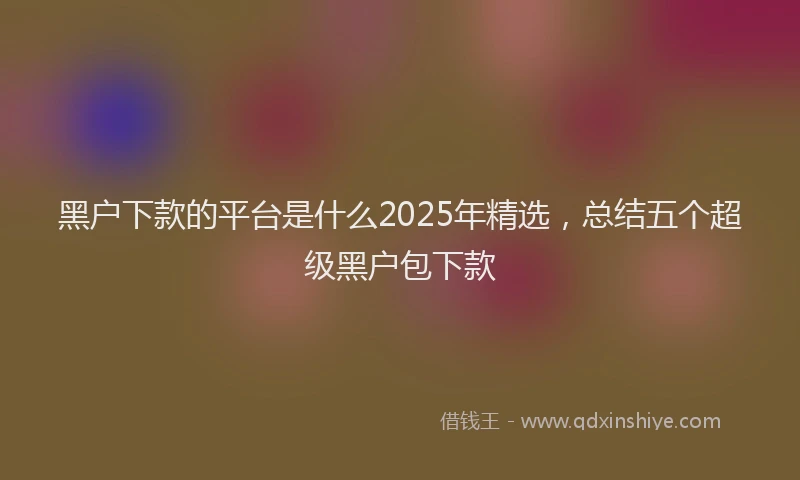 黑户下款的平台是什么2025年精选，总结五个超级黑户包下款